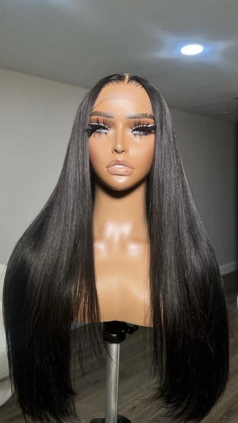 13x6 HD Straight black frontal wig